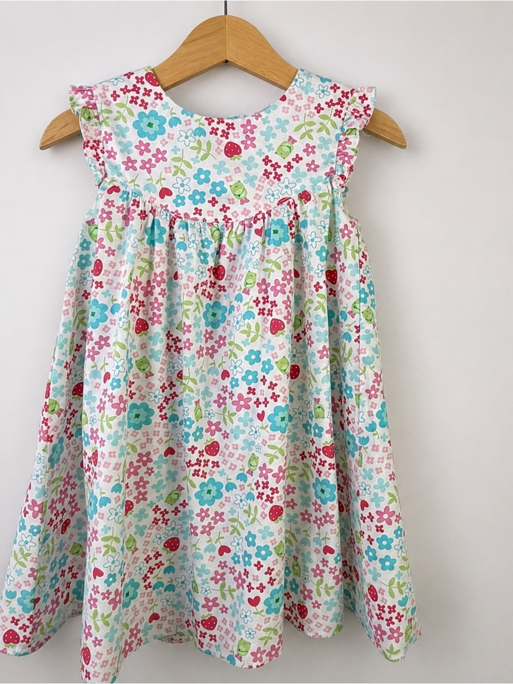 Vintage Baby Girls Carter’s Strawberry Frog Floral Toddler Dress 18M Cottagecore